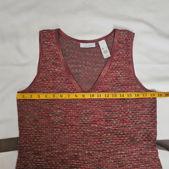 JH Collectibles Red & Brown Sleeveless Belted V-Neck Knit Sweater Top Women's L - Picture 8 of 10